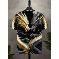 thumbnail image 2 of Men's 3D Dragon Graphic T-Shirt - Short Sleeve, Black and Gold Design, Lightweight Polyester, Relaxed Fit for All Ages, 2 of 5
