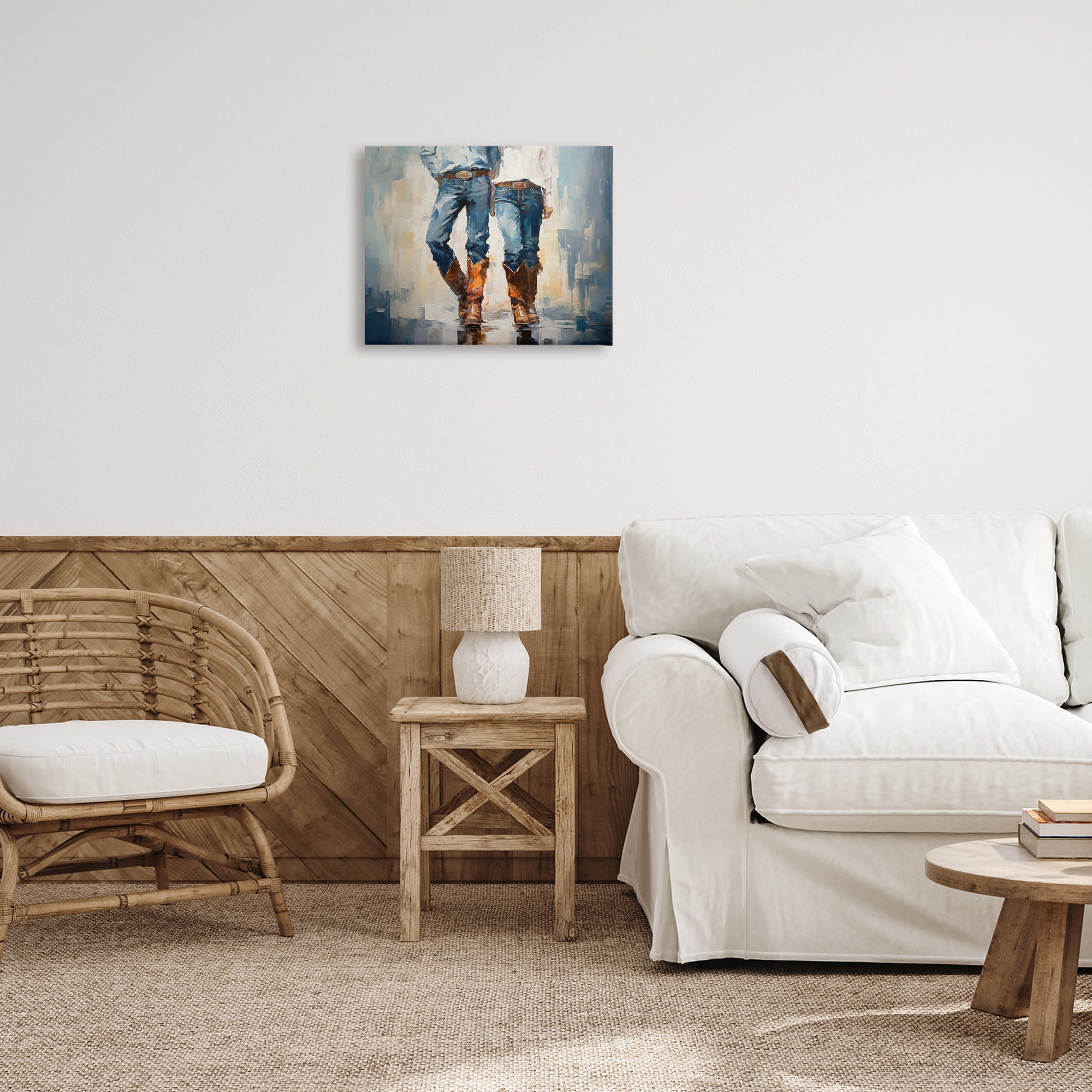 Stupell Industries Cowboy & Cowgirl Couple Novelty Painting Gallery Wrapped Canvas Art Print Wall Art, 20 x 16