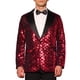 thumbnail image 1 of BLAZERS DE HOMBRE INSPIRE CHIC Con Solapa Pico, Un Botón, Brillante, Argyle, Lentejuelas, Rojo, 1 of 5