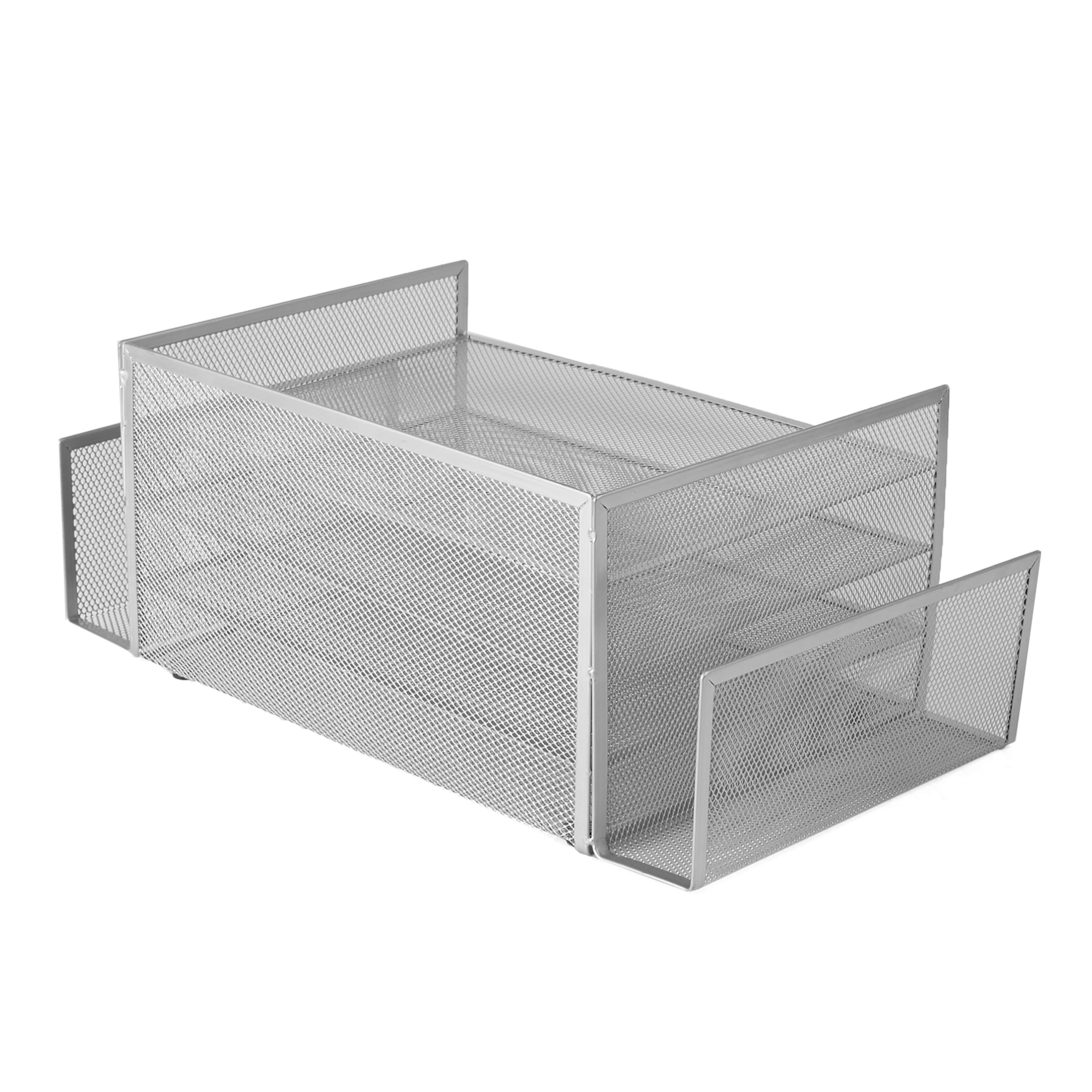 Mind Reader Metal Desk Organizer with 2 Side Storage Compartments