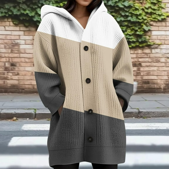 Sakmal Striped Hoodies Women Button Cotton Yellow Long Tops Comfy Hoodies for Women