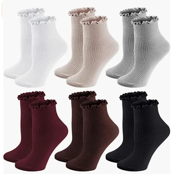 FAZVAOO Womens Socks Cotton Ankle Double Socks,Beige 6 Pairs