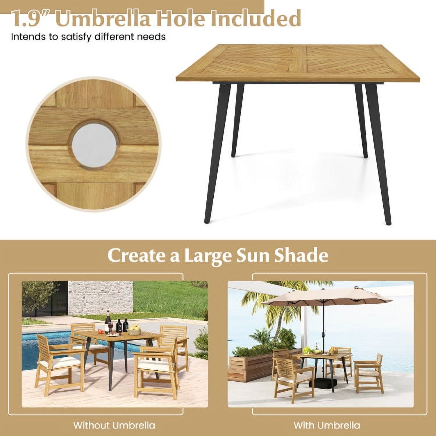 Aimee Lii 4-Person Acacia Wood Outdoor Dining Table for Garden Poolside and Backyard, Outdoor Patio Furniture Aimee Lii 4-Person Acacia Wood Outdoor Dining Table for Garden Poolside and Backyard, Outdoor Patio Furniture