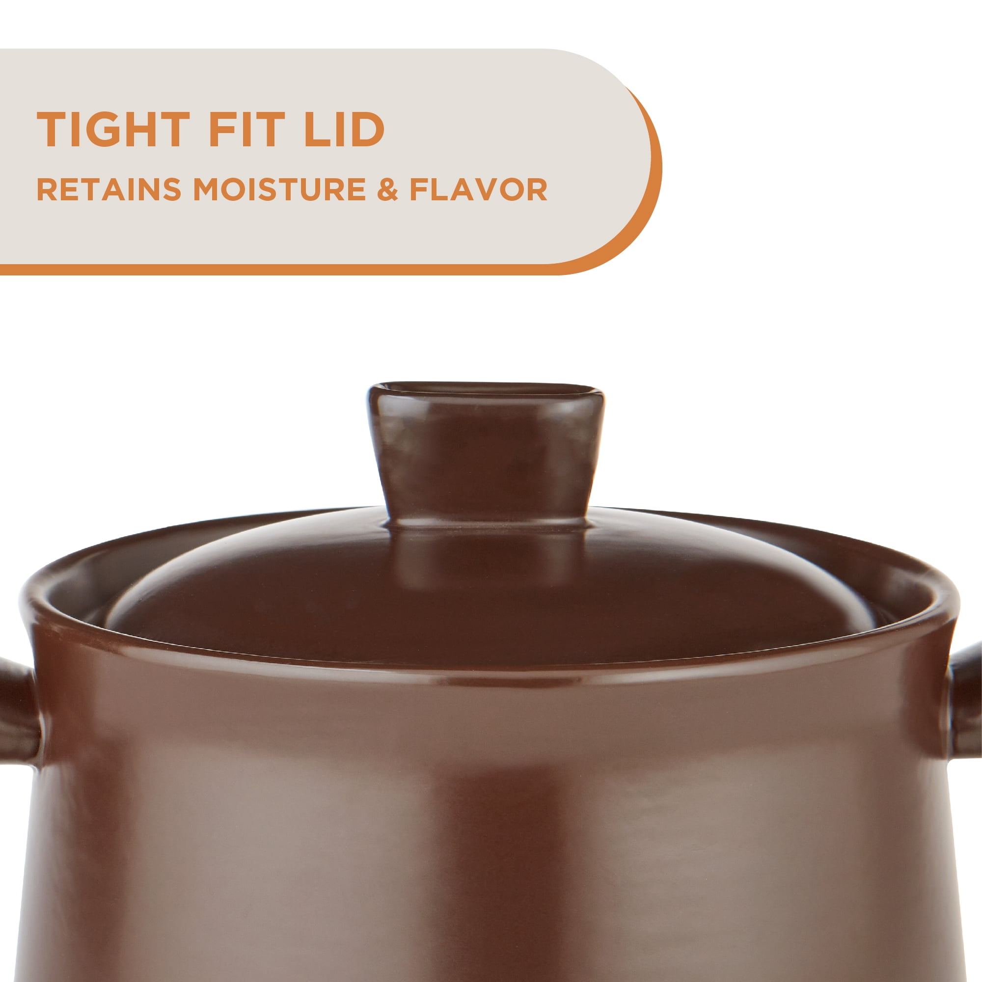 Supor 4.8QT Deep Round Stew Pot with Lid, Pottery Healthy Cooking Pot, Even Heat & Moisture Lock Design