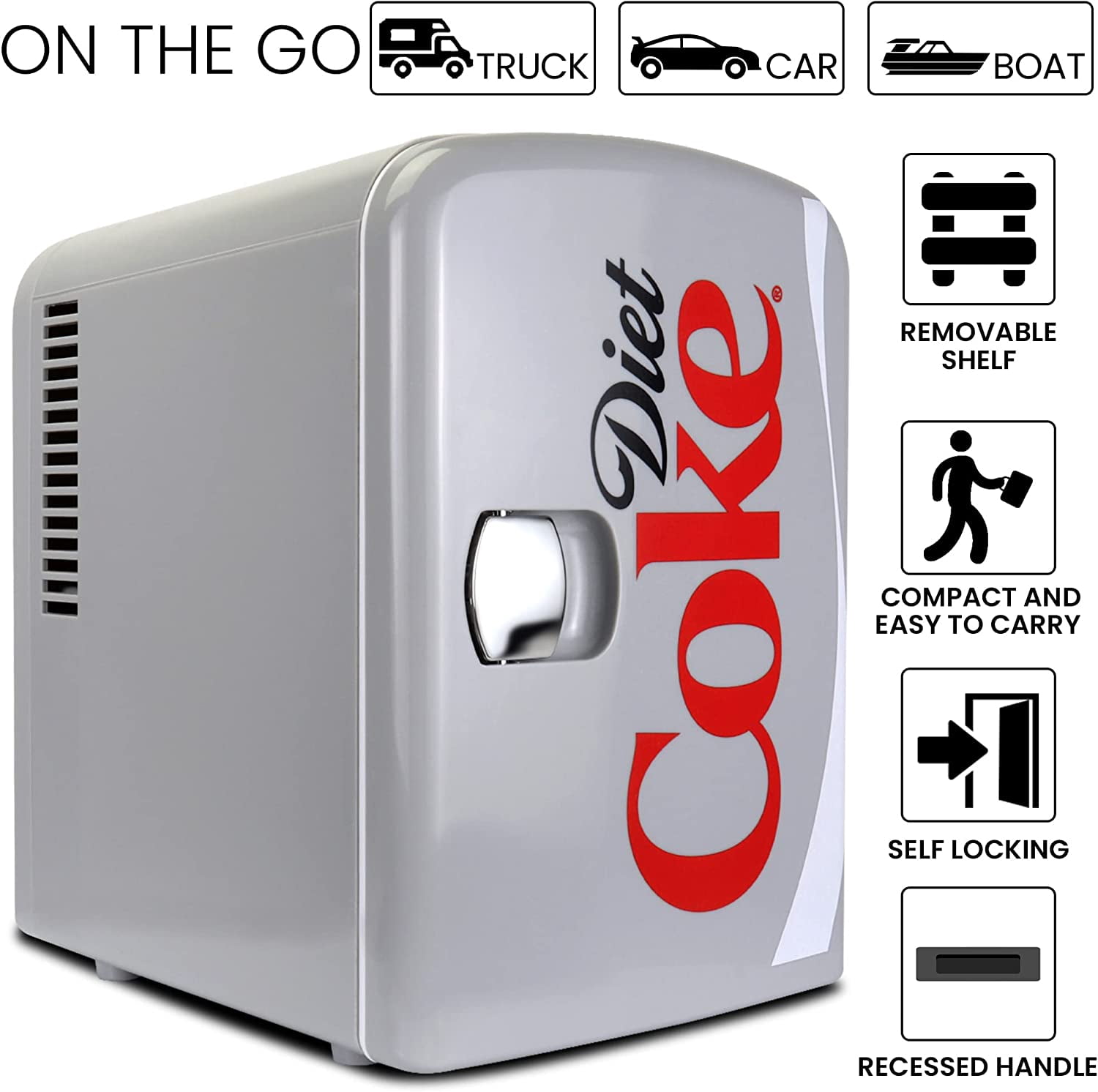 Diet   Fridge - 6 Can Portable Refrigerator for Car Office Dorm with AC  Power
