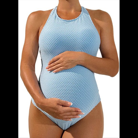 Traje de Baño Bikini de Playa de una Pieza Azul M