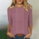 thumbnail image 2 of Sudadera corta,Blusa informal de punto con cuello redondo y mangas 3/4 para mujer, color liso, de imitación de tela, para uso diario y en casa, sopatenor, 2 of 9
