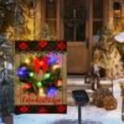Cameland Outdoor Illuminated Christmas Garden Flags LED Garden Flags Winter Patio Flags 12x18 In Double-sided Flags Suitable For Outdoor Patios Porches And Lawns