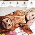 thumbnail image 3 of EastSmooth Highland Cow Blanket for Kids - Soft, Fuzzy & Cozy - 40"x50" Crib Size Throw Blanket for Couch, Office - White Cute Warm Blankets Gifts, 3 of 6