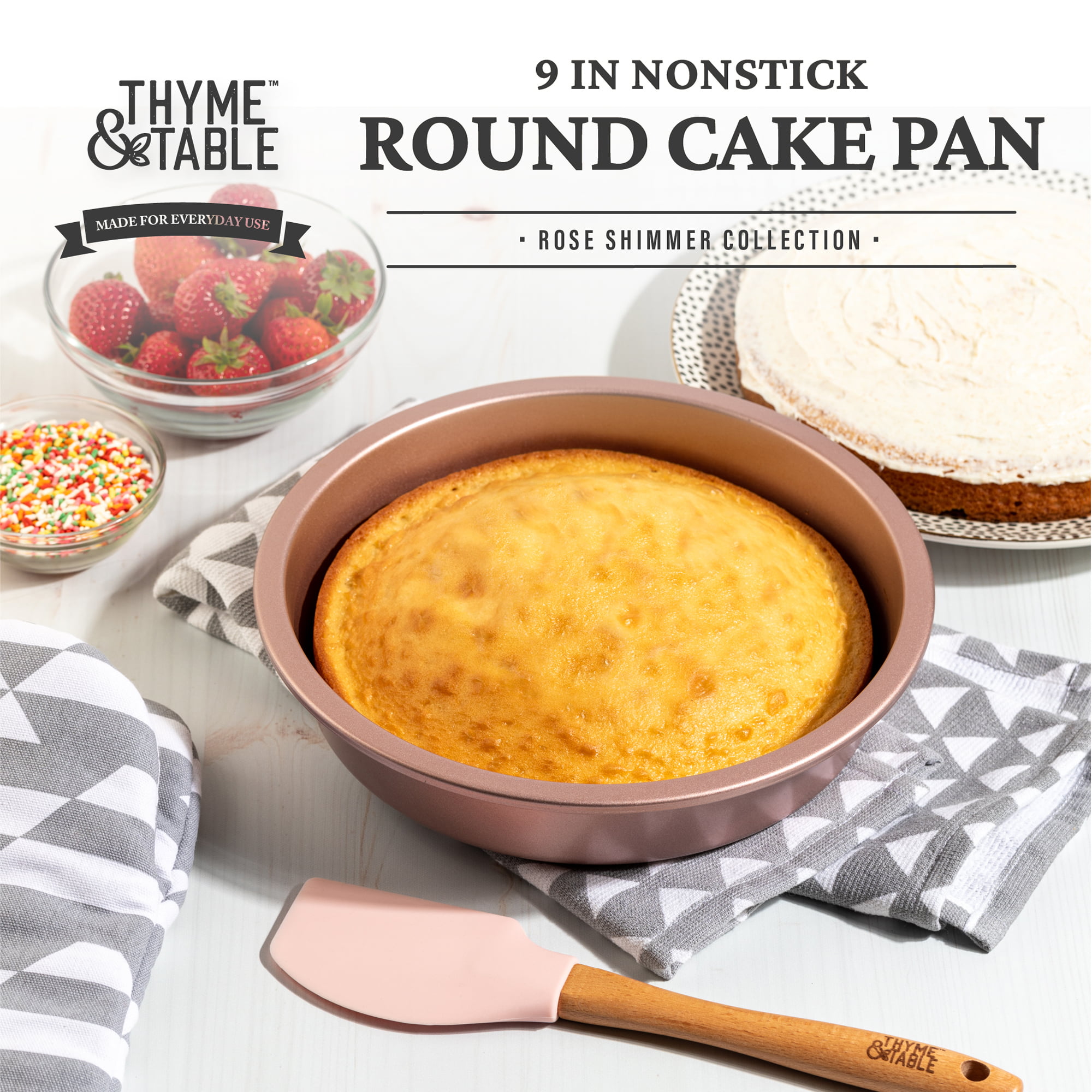 Thyme & Table Non-Stick Square Cake Pan, 9 Rose Gold - Walmart.com