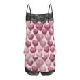 thumbnail image 4 of Bixock Women Loungewear Set Valentines Pajamas for Women Heart Print Lace Camisole Tank Top Sleeveless Patchwork Short Pants Casual Sleepwear, 4 of 6