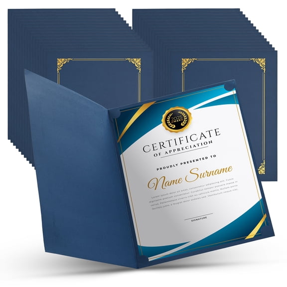 WinSpin 30 Pack Certificate Holders Diploma Covers for Letter Size w/ Gold Foil Borders