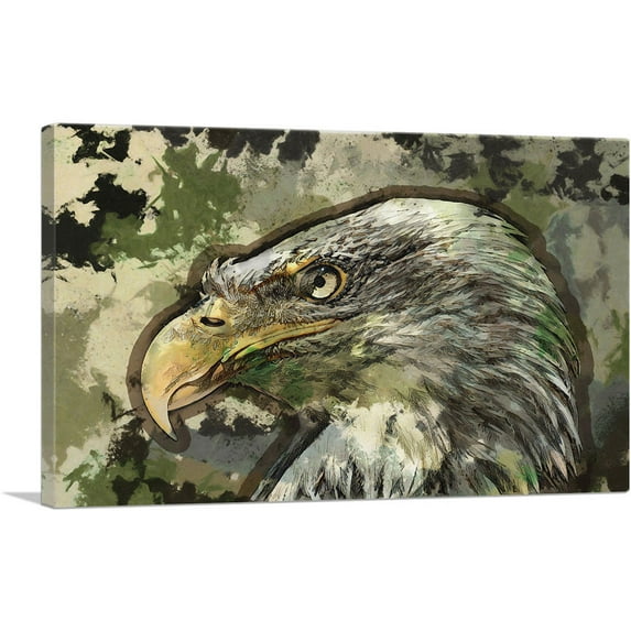 ARTCANVAS Bald Eagle Paint Home decor Canvas Art Print - Size: 60" x 40" (0.75" Deep) (3-Piece)