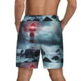 thumbnail image 3 of Sigee Lighthouse in a Stormy Sea Print Mens Swim Trunks with Compression Liner Quick Dry Swim Stretch Beach Shorts with Pockets,S-3XL, 3 of 7