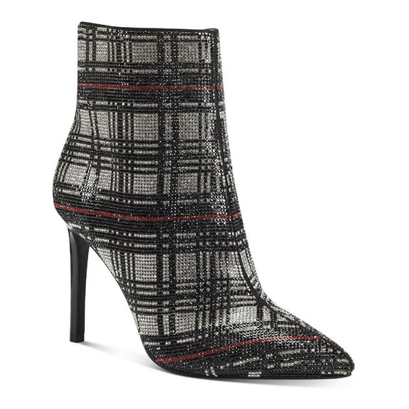 INC Womens Reisa 4 Rhinestone Plaid Booties