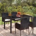 thumbnail image 1 of vidaXL Garden Table with Glass Top Black 150x90x75 cm Poly Rattan, 1 of 4
