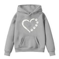 thumbnail image 2 of Bnwani Hoodies Girls Crew Neck Long Sleeve Pockets Short Sweatshirt Hearts Graphic Printed Tops Pullover, 2 of 3