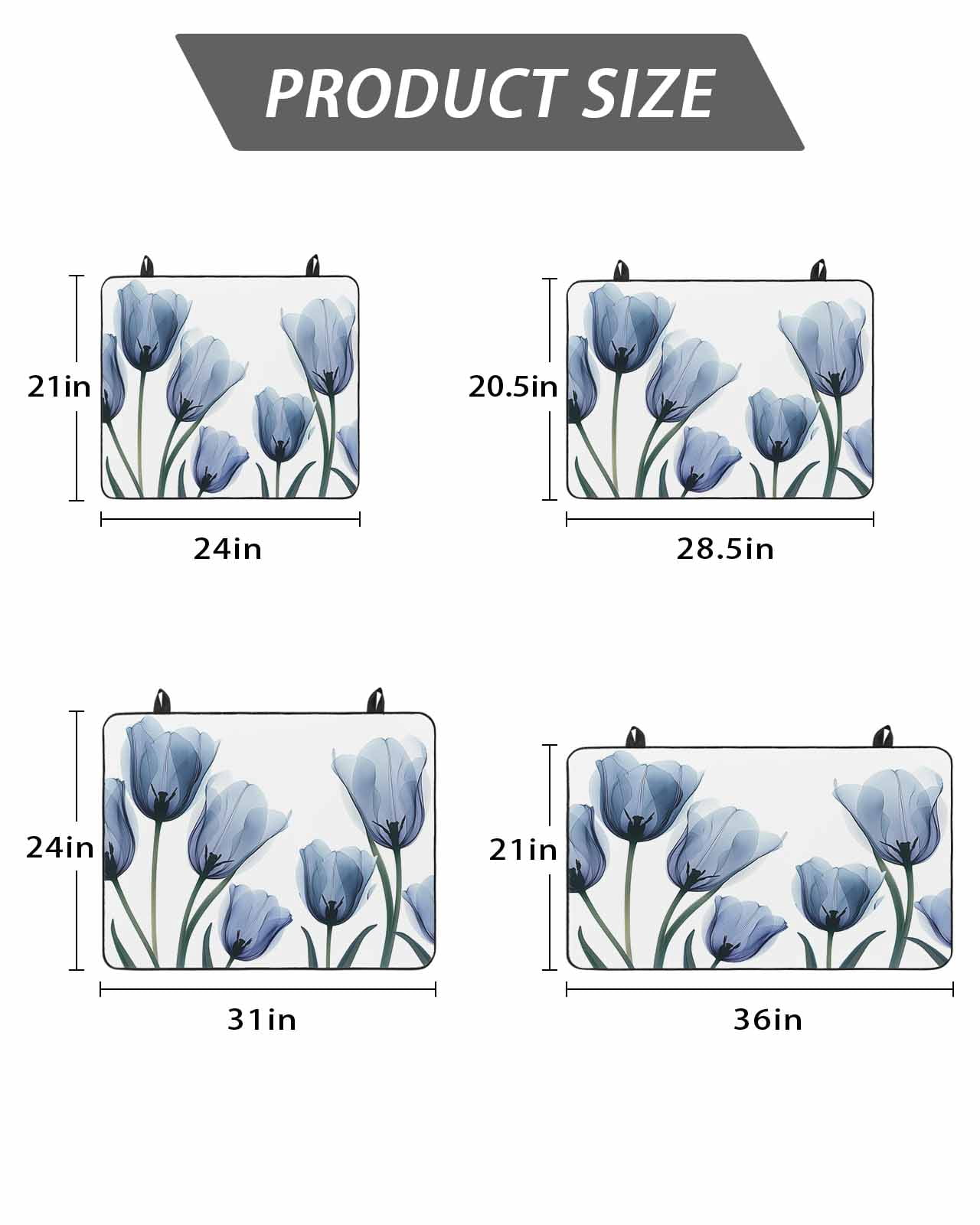 Stove Top Covers for Electric Stove, Blue Spring Floral Glass Stovetop Cover Protector, Tulip Blooming Summer Botanical Induction Cooktop Protector Oven Mat for Kitchen Countertop 24"x21"