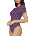 thumbnail image 2 of Easygdp Retro Florals Purple Women's One-Piece Swimsuit Slim Fit Crew Neck Bodysuit Athletic Swimwear with Concealed Buckle - X-Large, 2 of 9