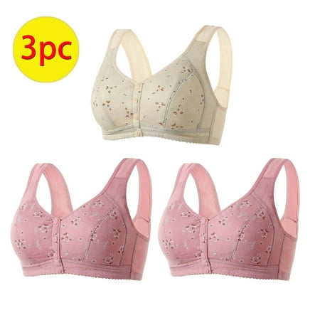 GERsome 3PCS Women s Front Closure Bras Posture Full Coverage Plus Size No Underwire Support Plunge Seamless Bra 3PCS#2Hot Pink/Beige XXXXL