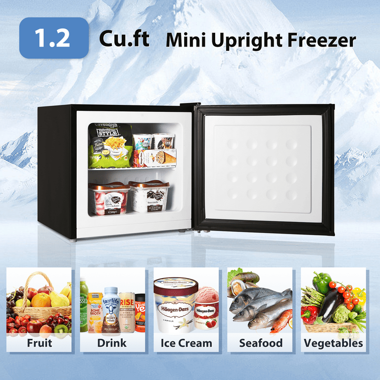 Kissair 1.1 Cu.Ft Mini Freezer, Small Freezer with Removable Shelves, Adjustable Thermostat, Reversible Door Hinge, for Home/Office/Kitchen/RV (White)
