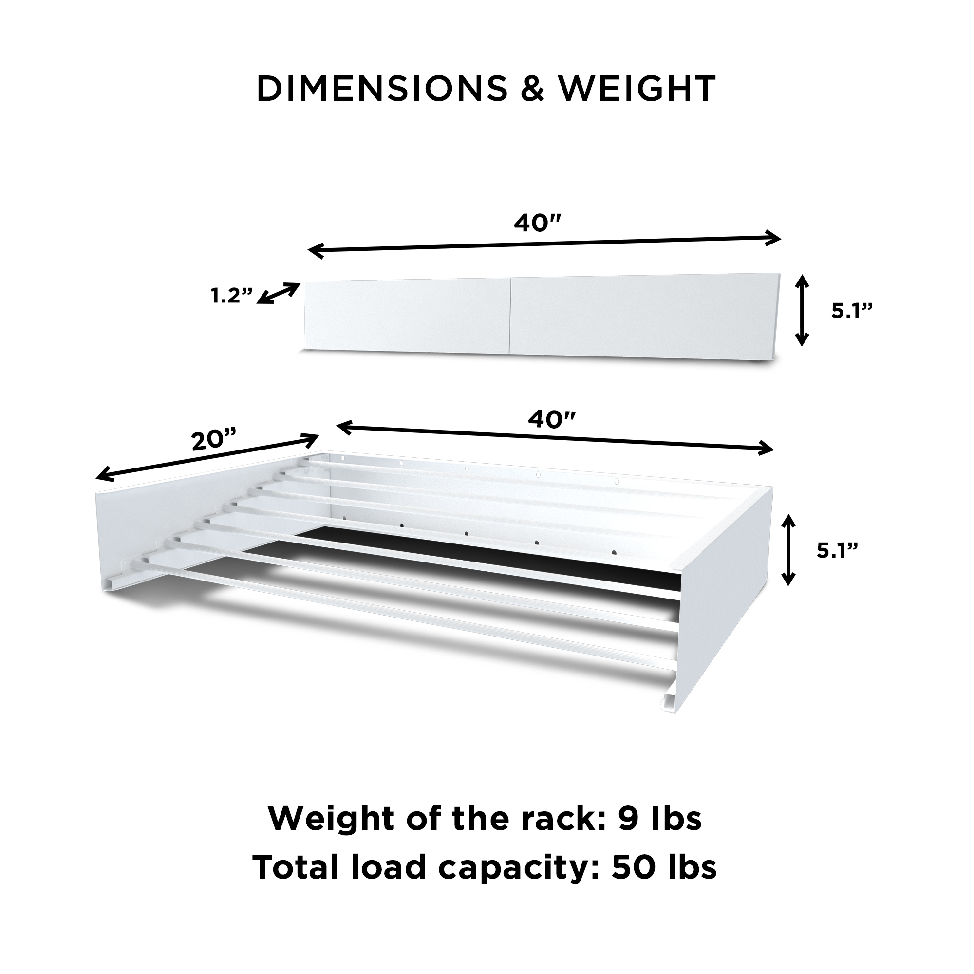 Step Up Products  39.5 in. Retractable Metal Wall Mount Clothes Drying Rack; White