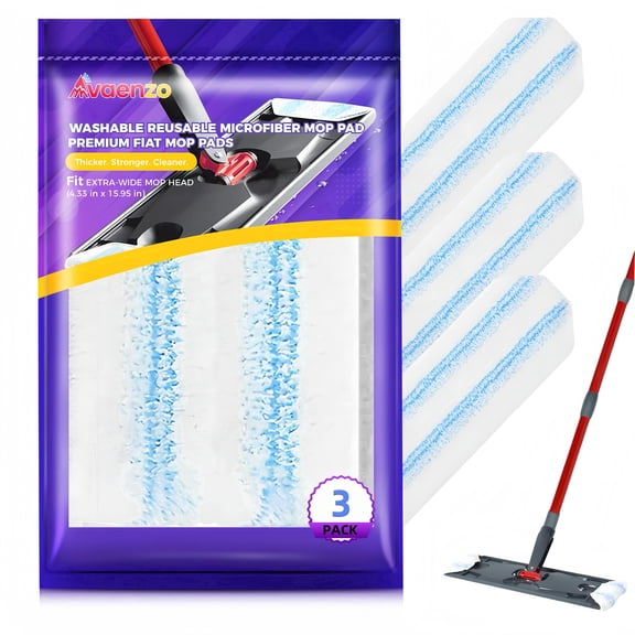 Mop Replacement Pads for OCedar H2prO Flat Mop System 3 Pack Machine Washable and Reusable Microfiber Mop Heads Replacements, Mop Refills Safe on Various Floors