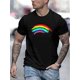 thumbnail image 1 of Rainbow Print Men's Crew Neck Fashionable Short Sleeve Sports T-shirt, Comfortable And Versatile, for Summer And Spring, Athletic Style, Comfort Fit T-Shirt, As Gifts, 1 of 5
