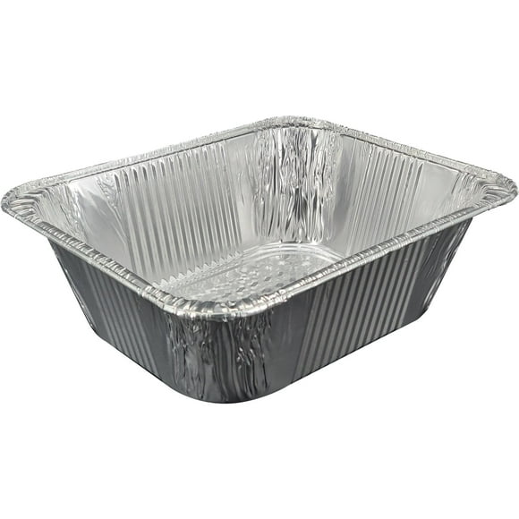 Rhino-Foil Aluminium Trays - Half Size - Extra Deep - Pack of 100 - Ideal for Cooking, Roasting, and Serving (100ct)