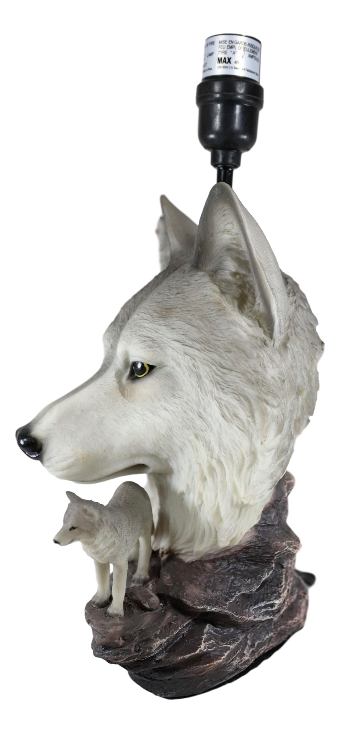 Gray Wolf Table Lamp Decor Wildlife Full Moon Howling Timber Wolf Pack