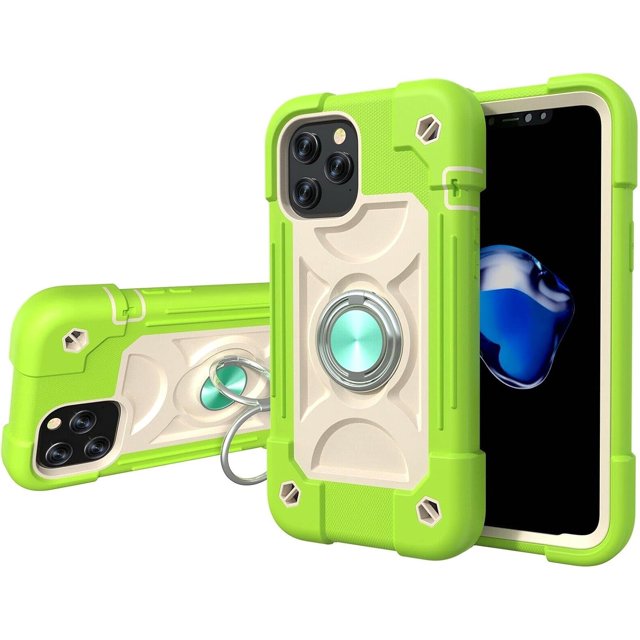 KOMI 12 Pro Max Étui de Protection, Silicone Antichoc Double Couche Support Anneau Armure Compatible avec iPhone 12 Pro Max Vert
