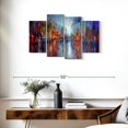 thumbnail image 3 of Elephant Stock City On The River Ii Wall Art - Horizontal Multi Panel Canvas - Living Room Wall Decor - Abstract Multi Panel - Blue And Red Decor By Annette Schmucker - 36" x 22", 3 of 8
