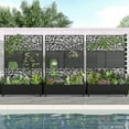 thumbnail image 2 of MAYEERTY 3-Set 47*16" Outdoor Black Metal Planter Box with Trellis for Climbing Plants,Vine & Parallel Pattern, 2 of 8
