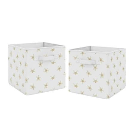 UPC: 0846480087656 | Lemon Floral Blossom Fabric Storage Bin (Set of 2) by Sweet Jojo Designs