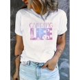 thumbnail image 1 of T-Shirt à Imprimé Abstrait Dégradé Tendance pour Femmes - Col Rond Décontracté, Manches Courtes, Mélange de Polyester Extensible, Lavable en Machine - Parfait pour l'Été & Tenue Décontractée Fête des Pères, Fête des Mères, Nouvel An, 1 of 6