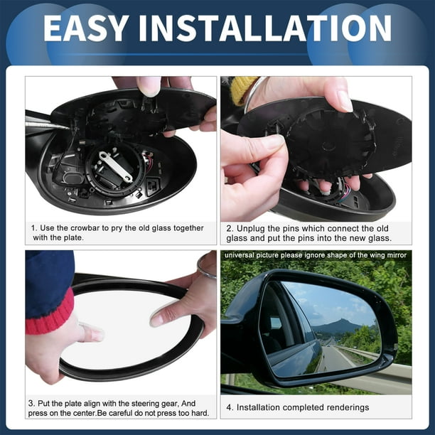 Unique Bargains Left Driver Side Rearview Mirror Glass Replacement Heated White Glass Fit for for Volvo S60 S80 V70