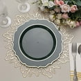 thumbnail image 4 of BalsaCircle 10 Hunter Green 10.5" Round Plastic Dinner Plates Gold Scalloped Rim, 4 of 8