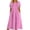 Z1#Pink989, variant on Puliio Summer Dresses for Women Short Sleeve Round Neck Embroidered Linen Midi Dress with Pockets