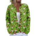 thumbnail image 6 of Women's Cardigan Long Sleeve Lightweight Fun Christmas Print Jacket with Button Front for Holiday Fashion and Casual Wear,Light Green,L, 6 of 7