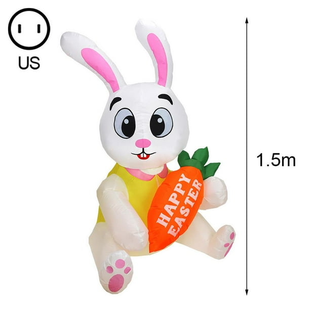 Muñeco De Conejito De Pascua Inflable De 1,6 M, Figura De Luz Nocturna Led Para Patio, Juguetes De Jardín Al Aire Libre, Adornos De Fiesta, Decoraciones Yuarrent HA022646-00