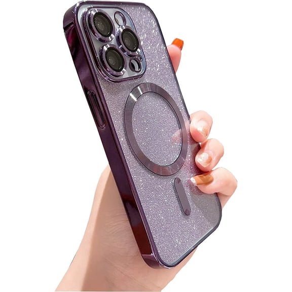 Compatible with iPhone 13 Pro Max Magsafe,Glitter Bling Luxury Cute Magnetic Phone Case Camera Protection Shockproof Women Girl Men for iPhone 13 Pro Max 6.7'' Dark Purple