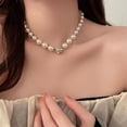 thumbnail image 6 of Tnobhg Women Choker Necklace Faux Pearl Shiny Rhinestone Vintage French Style Exaggerated Exquisite Adjustable Stainless Anti-rust Lady Neck Decoration Jewelry, 6 of 7
