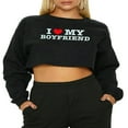 thumbnail image 1 of Women‘s Cropped Sweatshirts Letter Heart Print Crew Neck Pullovers, 1 of 4
