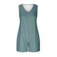 thumbnail image 6 of IROINNID Rompers for Women's Summer Casual Loose Sleeveless V Neck Pocket Jumpsuit Short Overalls Beach Vacation Clothes(Green#1,XXL), 6 of 7