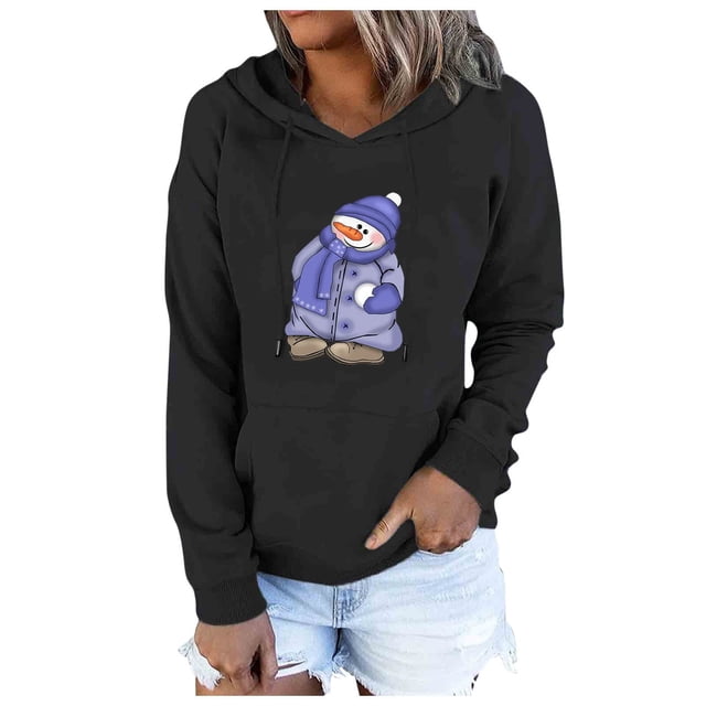 Sudadera para mujer Otoño Sudaderas Invierno Suelto Festvial Impresión Crop Workout Manga larga Sudadera con capucha Tops Pullover Blusa Odeerbi ODB-5