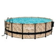 thumbnail image 1 of Funsicle 16ft x 48in Round Oasis Designer Above Ground Pool, Oak Herringbone with SkimmerPlus Filter Pump, Age 6 & up, 1 of 10