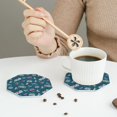thumbnail image 6 of Pofeuu Vintage Tape Players And Skates Print Leather Coasters Set of 6, Round Cups Mugs Mat Pad for Home Kitchen Heat Resistant Drink Coasters,Octagon, 6 of 7