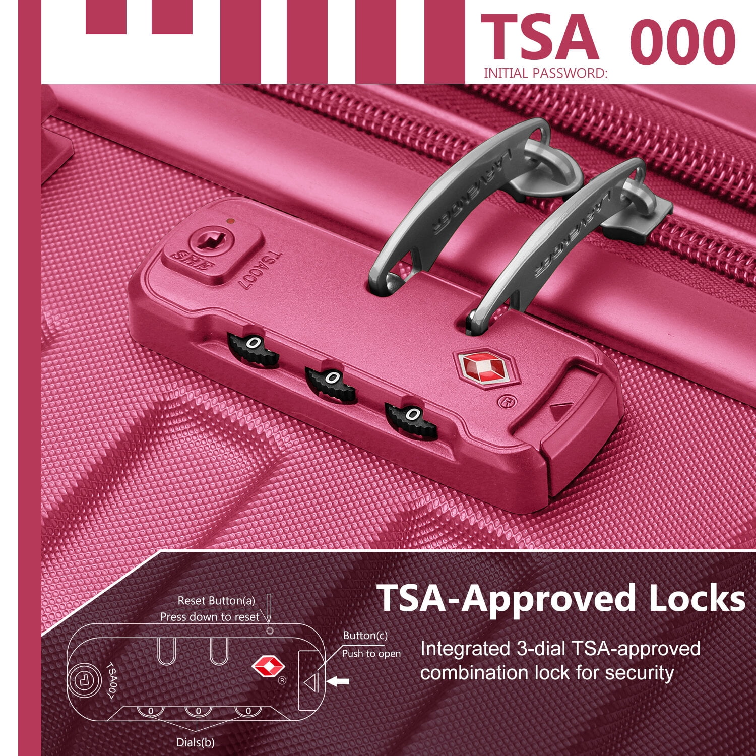 Hardside Suitcase, Luggage Sets 6 Pieces with Duffel Bags, Hardside Expandable Suitcases with Spinner Wheels TSA Lock, Rose Red, Rose Red Hardside Luggage,Abs Hardside Checked Luggage