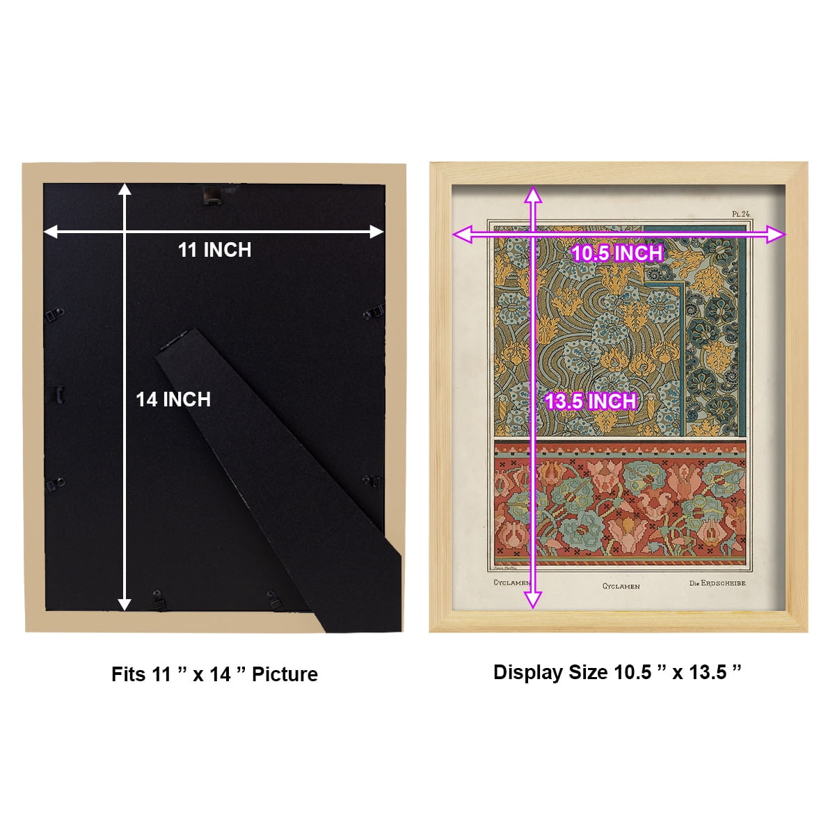Nouveau Decorative I - Framed Print w/glass - Natural Wood