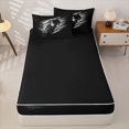 thumbnail image 4 of Castle Fairy Line Art Rider Zipper Full Size Comforter Sets with Fitted Sheet and 2 Pillowcases,Grunge Overlay Zipper Bedding Set for Bedroom,Charcoal Ivory,4pcs,Black Reversible, 4 of 6
